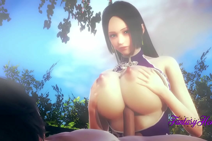 Unleash Your Desires With Jav Hottie Boa Hancock - Rubbing Tits, Boobjob, And Cowgirl In The Garden