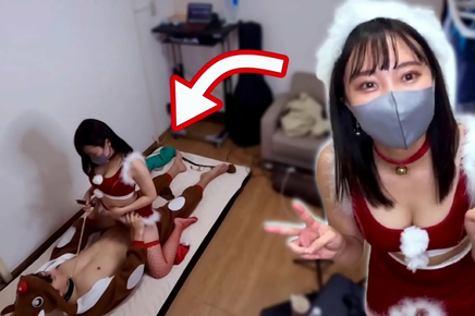 Japanese Beauty In Sexy Santa Costume Demands Nakadashi In Seductive Cowgirl Ride